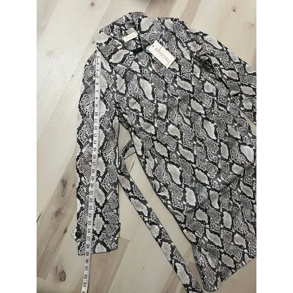 Choosy NWT XS Vintage 90s Faux Snakeskin Leather Trench Coat Duster Jacket Fall - Image 12