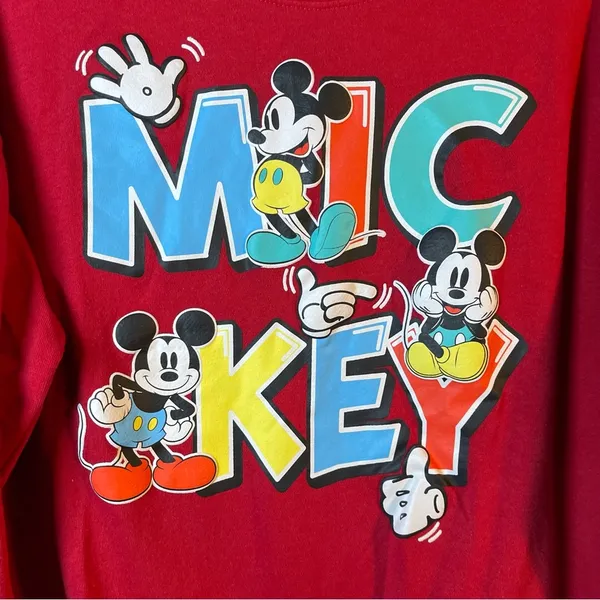 Disney Red Mickey Mouse Sweatshirt SZ:L - Image 8