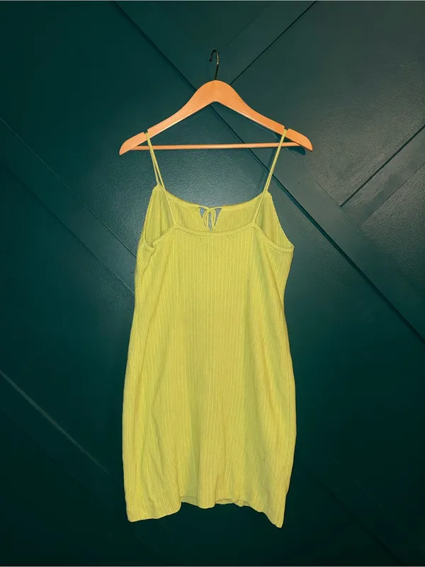 Y2K Lime Green Ribbed Knit Mini Dress | Bodycon Cami Dress Summer Vacation - Image 3