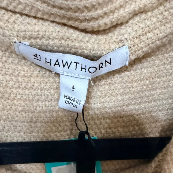 41 Hawthorn Womens Tan Cowl Neck Dolman Sleeve Textured Knit Sweater Large - Image 6
