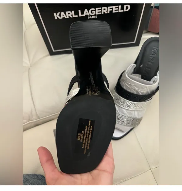 KARL LAGERFELD Paris Rhinestone Slide Sandal nwt - Image 5