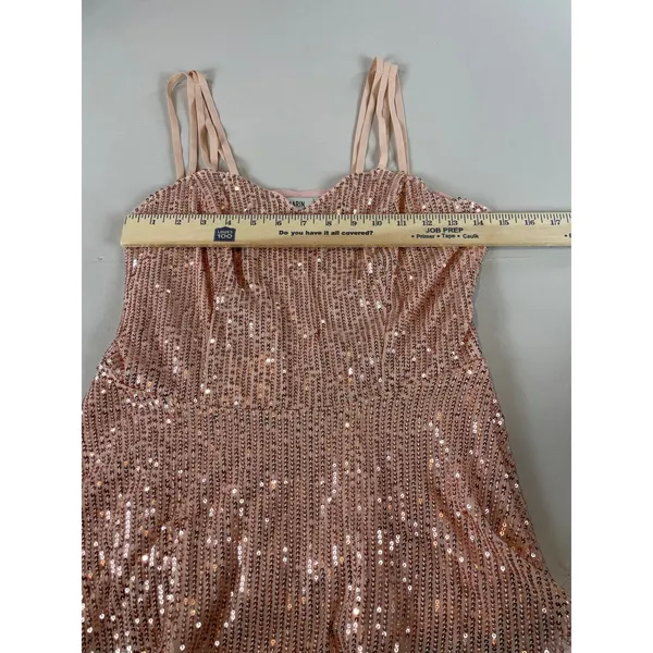 Grace Karin Pink Sequin Strappy Sweetheart Ruffle Hem Top NWT Size M - Image 4