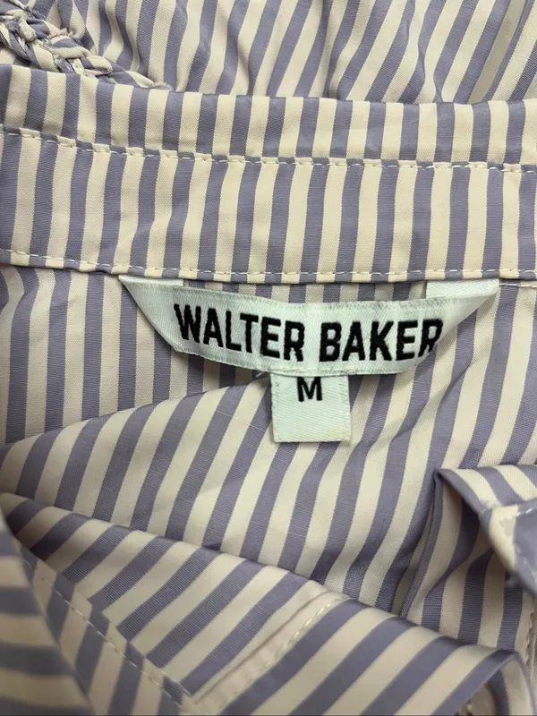 Walter Baker Lavender and White Striped Tiered Puff-Sleeve Dress size M - Image 3