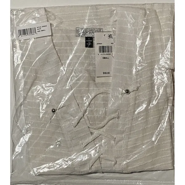 NWT J. Valdi Lace‎ Up Shirt Swim Cover Up Size Small Sheer - Image 3