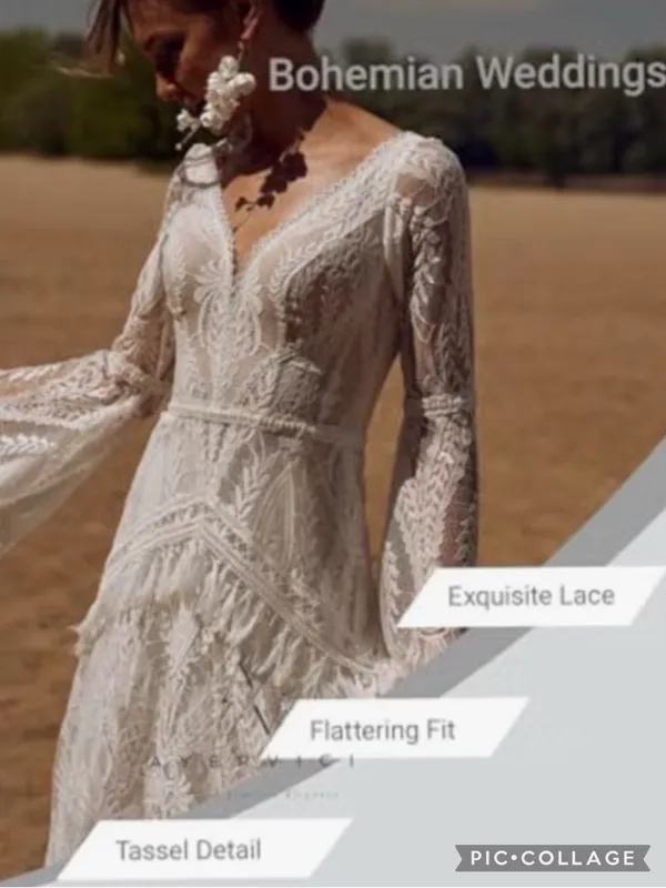 Ayervici Romantic Lace Wedding Gown in White Lace Over Nude - Medium- NWT - Image 6