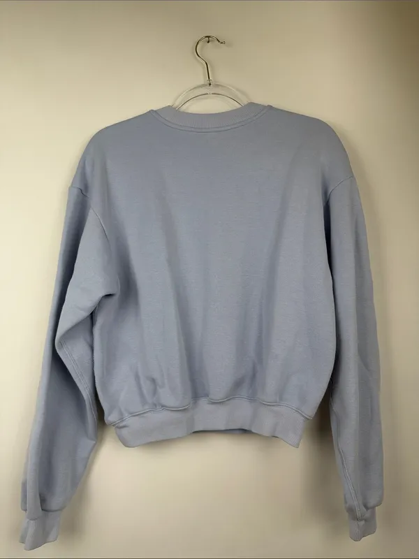 Skims Blue Cotton Blend Crewneck Fleece Sweatshirt Size Small - Image 6