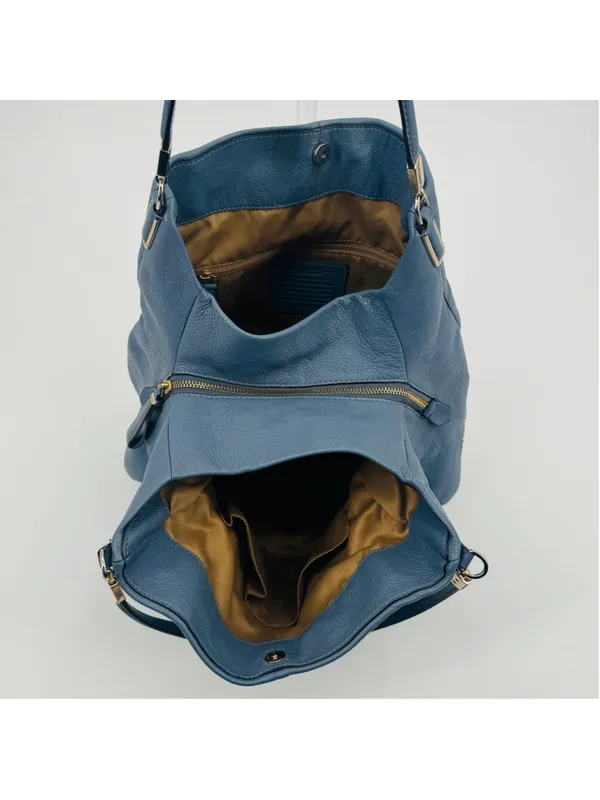 Coach 26224 Madison Pebbled Leather Hobo Bag Blue - Image 4