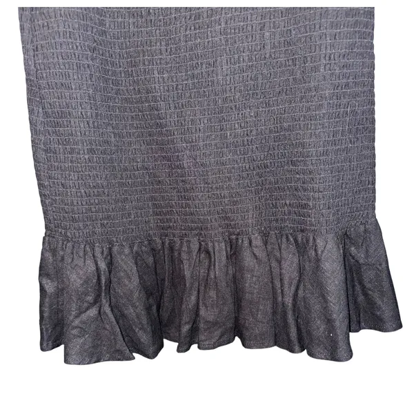 Band‎ of Gypsies Linen Blend Smocked Mini Dress Large Ruffled Sleeve Black Party - Image 4