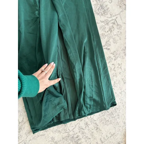 Lulus Perfect Refinement Emerald Satin Sleeveless Pleated Maxi Dress Size Small - Image 9
