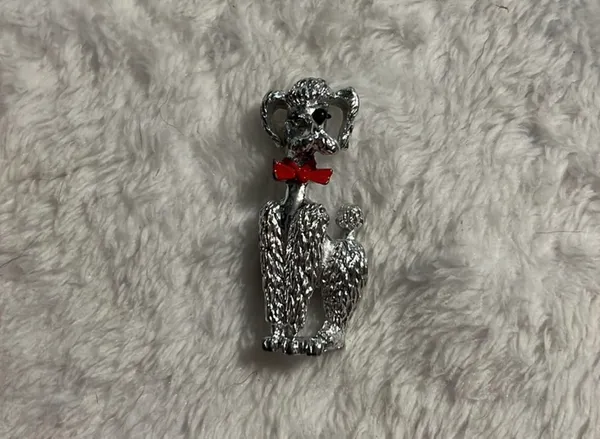 Vintage Silver Tone Poodle Brooch - Image 2