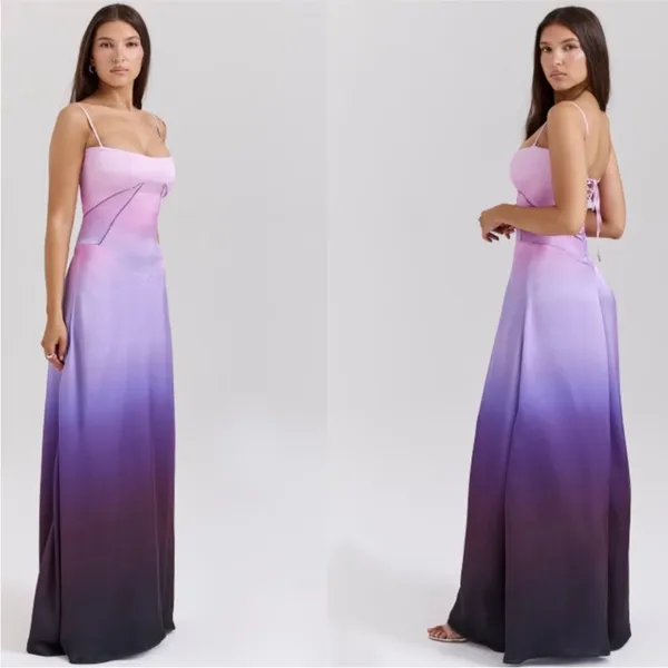HOUSE OF CB 'Anabella' S A-C Ombre Print Lace‎ Up Maxi Dress NWOT - Image 11