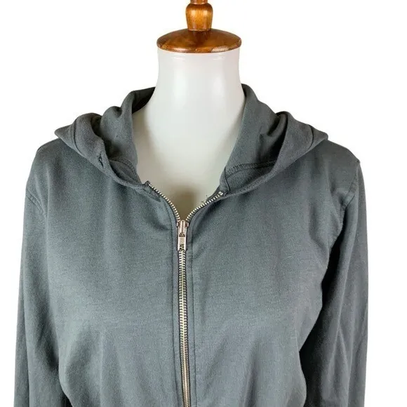 House‎ ID Gray Zip Up Hoodie Cropped Sweatshirt Athleisure Streetwear Large - Image 2