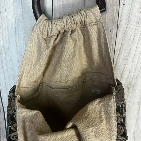 Vintage Isha’s Collection Handmade Coconut Shell Handbag - Image 4