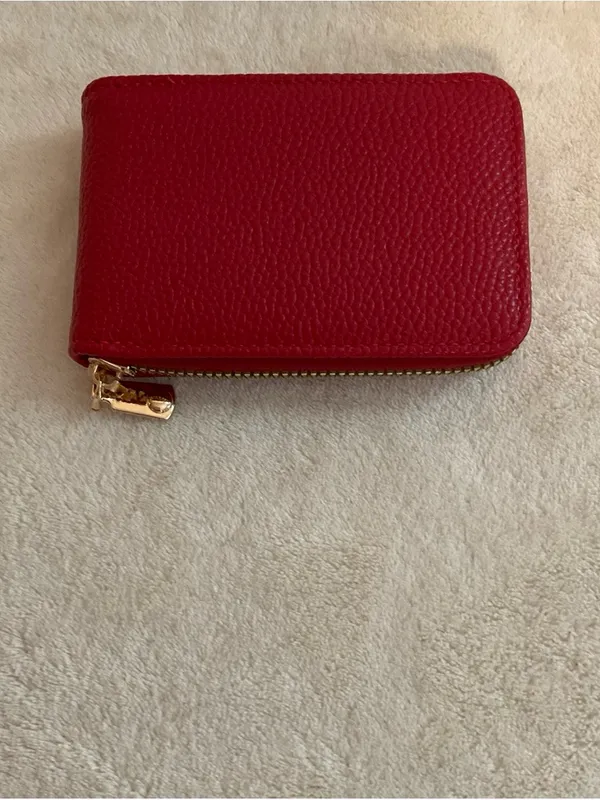 Red Zip Card Wallet with ID Window - Image 2
