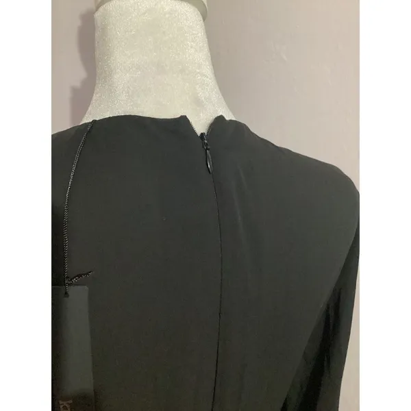 Revolve Krisa Long Sleeve Deep V Neck MIDI Black Dress - Image 6