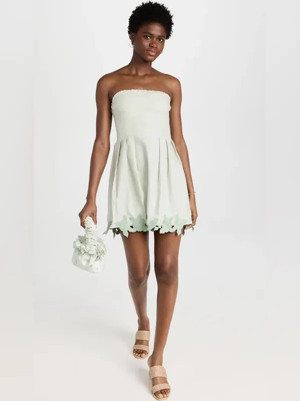 Fanm Mon Greer Strapless Mini Dress size Medium M green lace mint nwot - Image 5