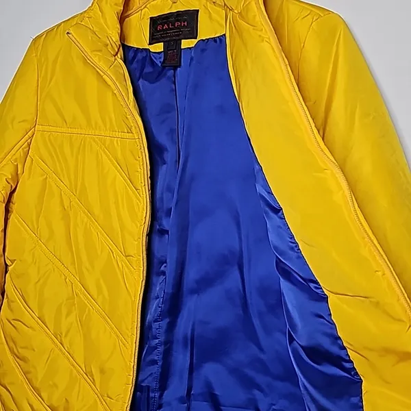 Ralph Lauren black label yellow puffer jacket zip pockets sz Small - Image 8