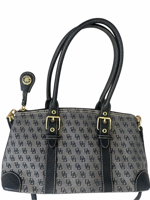 V2K Dooney Bourke Vintage Satchel Crossbody Canvas Logo Bag EUC - Image 5