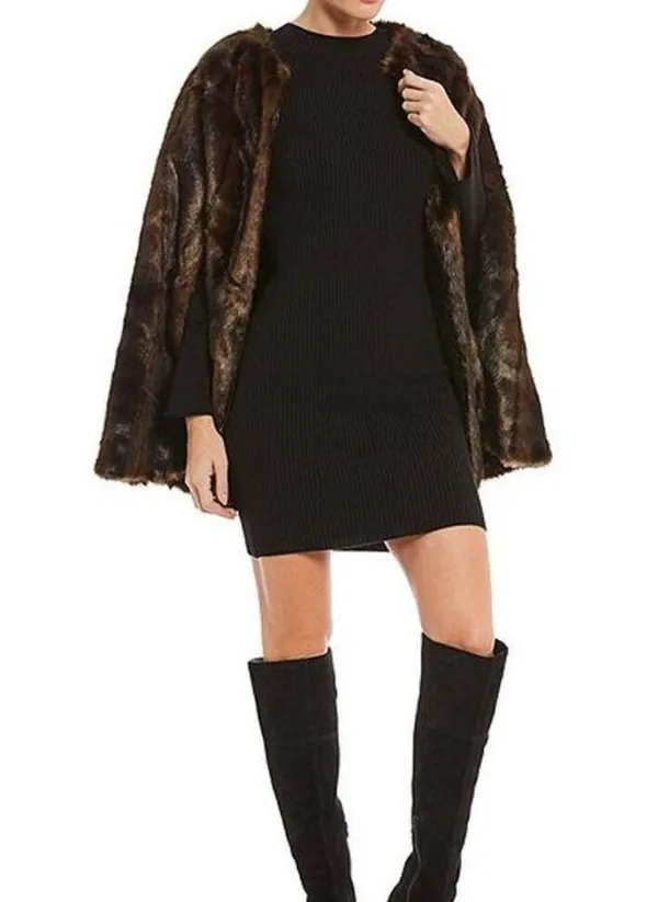Brown Faux Fur Cape sz M / L - Image 3