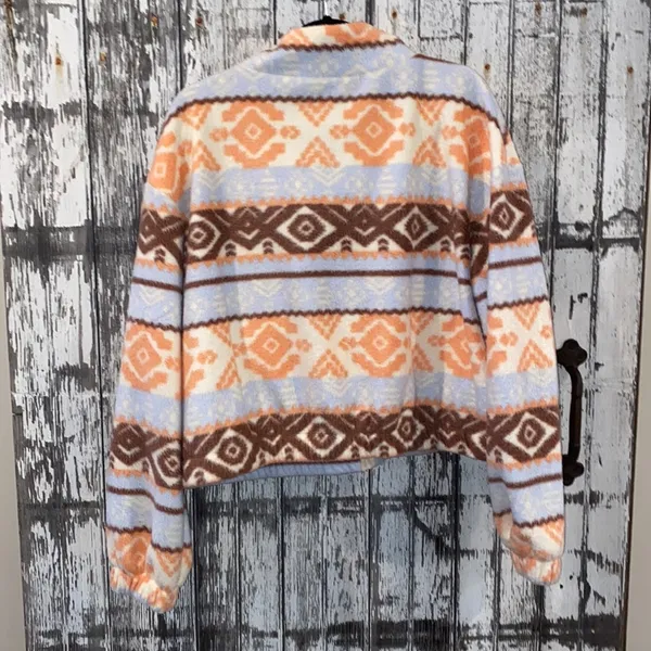 SO tribal fleece cropped zip up jacket - Image 4