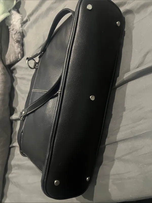 Franklin Covey Black Leather Work Laptop Briefcase Black Leather Tote Bag - Image 7