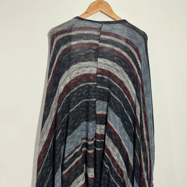 Free People Big‎ Trail Poncho Cardigan Sweater Blue Multi Large Festival Indie - Image 7