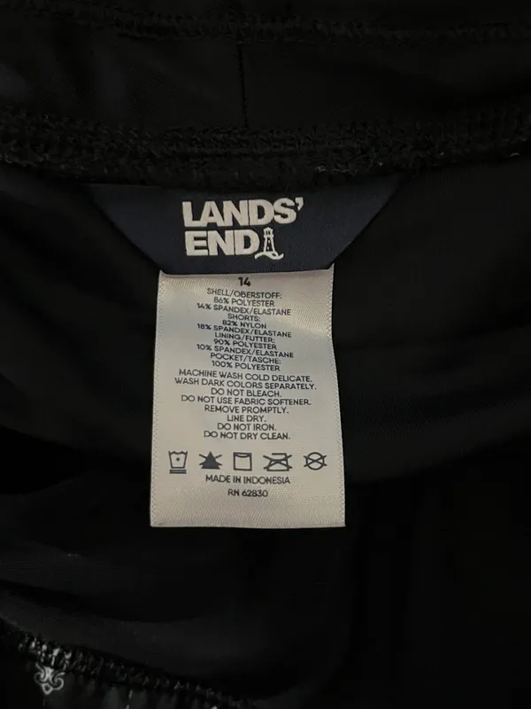 Lands' End 14 Black - Medallion Print Bathing Suit Swim Skort - Skirt w/ Shorts - Image 3