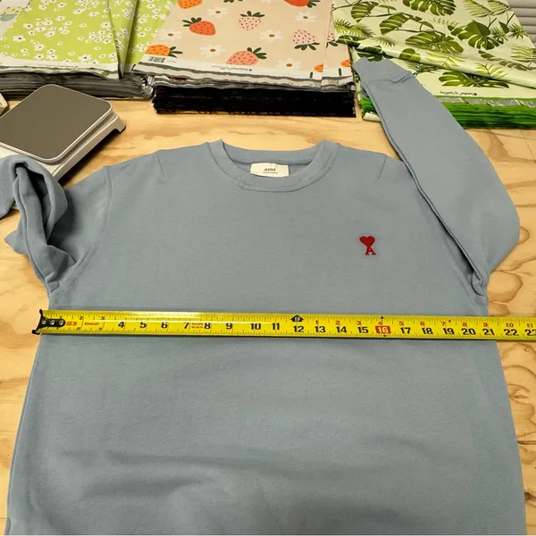 AMI ALEXANDRE MATTIUSSI Blue‎ Ami De Cœur Sweatshirt In 459 Light Blue Medium - Image 12