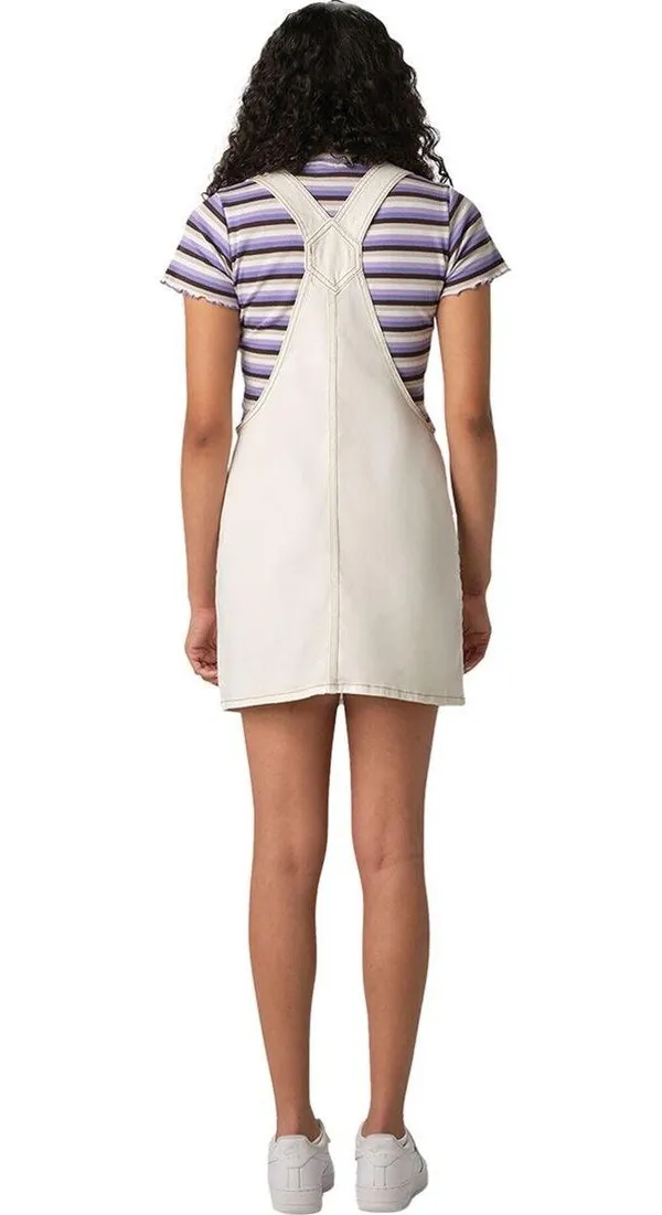 Cute Dickies Off-White Twill Bib Skirtall big pockets Overall Dress - Image 3