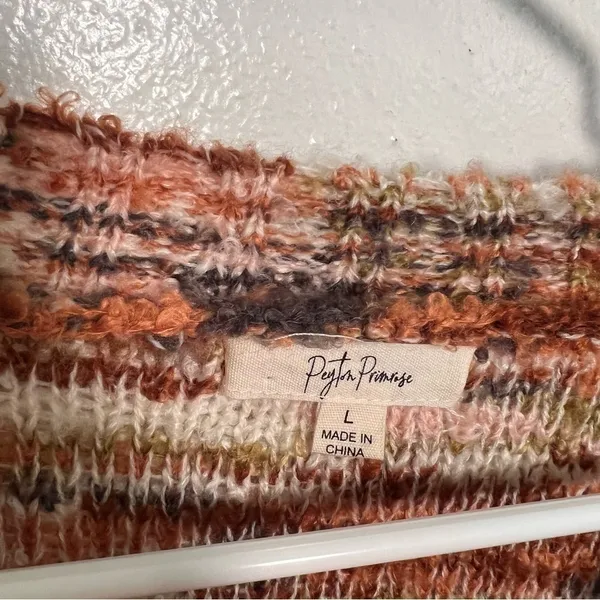 Peyton Primrose Women's Size Large Crewneck Sweater Multicolor Knit Orange Green - Image 10