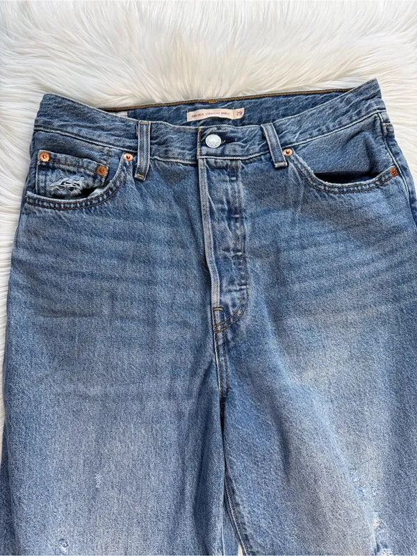 Levi’s Ribcage Straight Light Wash Distressed After Love Jeans - Image 2