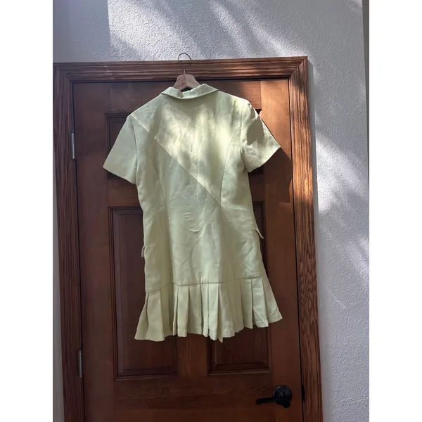 AMANDA UPRICHARD Mesha Short Sleeve Light Yellow Dress Size Medium - Image 7