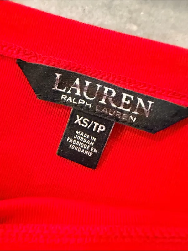 NWOT LRL Lauren Ralph Lauren Size XS Red Boat Neck Cuffed Sleeve Top Cotton - Image 10