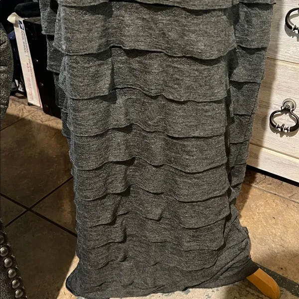 Max studio tiered dress gray women’s size L long - Image 6