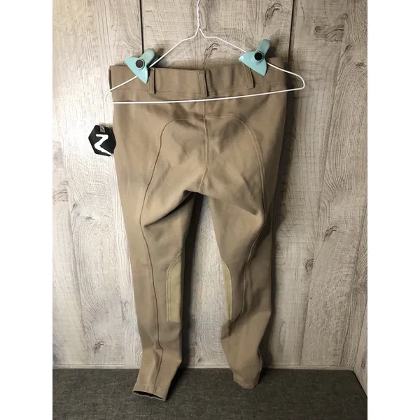 Horze Womens Equestrian Riding Breeches Tan Beige Knee Patch Pants USA 26 - Image 2