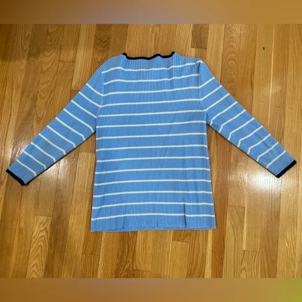 lauren ralph lauren sweater Ribbed Boat Neck Striped Women’s Size XL Bl…​ - Image 5