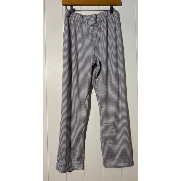 Tahari Womens M Pajama Set Gray White Stripe Button Front Top Pants 2 Piece - Image 8