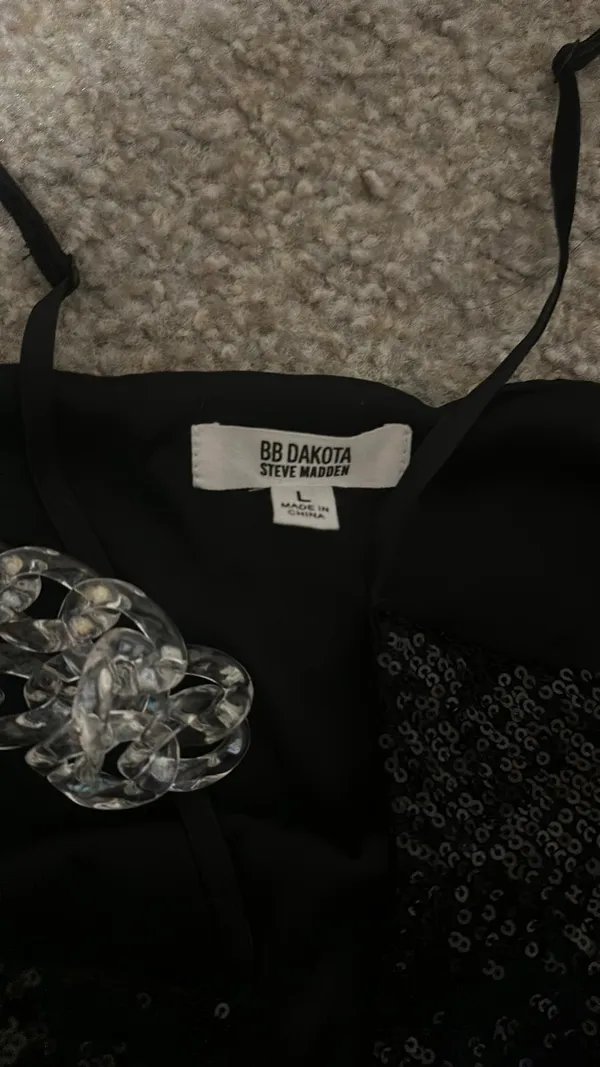 BB Dakota Black Sparkly Tank Top - Image 2