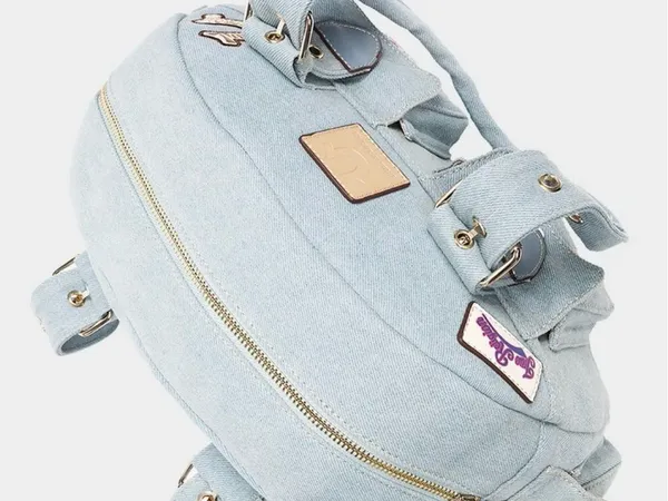 True Religion Light Denim Blue Patchwork Shoulder Bag - Image 3