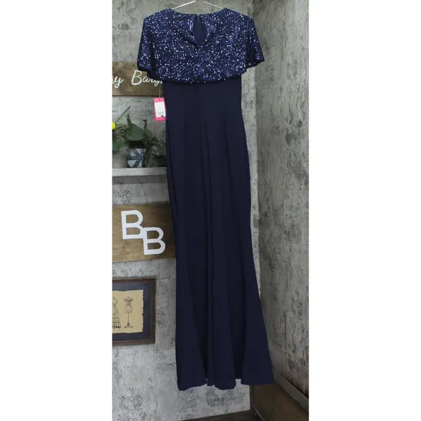 Vince Camuto Womens Crepe Trumpet Sequin-Cape Dress Gown VC2M3344 Navy Blue 2 - Image 2