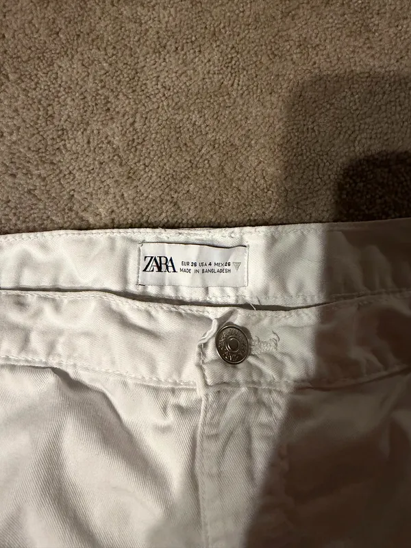 Zara White Cargo Pants Size 4 - Image 3