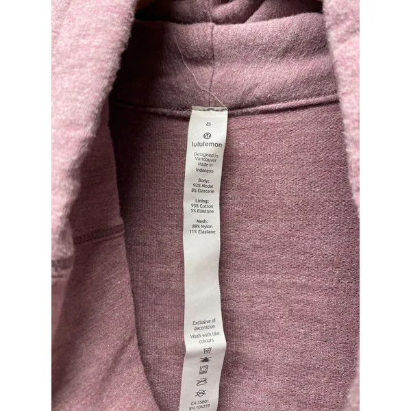 Lululemon Women Coast Easy Wrap Jacket Sz‎ 8 French Terry Heathered Misty Merlot - Image 5