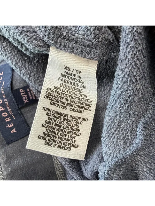 Aeropostale Aero 87 Gray Jogger Sweatpants Womens XS Fleece Drawstring Lounge - Image 7