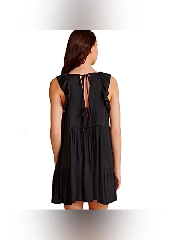 Free People Black Ruffle Tiered Mini Dress - Image 6