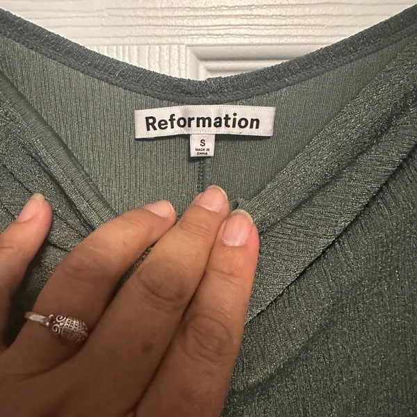 Reformation Olive Backless Halter Dress - Image 4