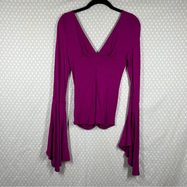 Free People‎ Bell Sleeve Ruched Top - Image 4