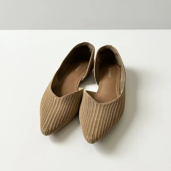 Vivaia Melia Pointed Toe Knit D'Orsay Flats Tan Sustainable Slip On EU 41 US 9.5 - Image 4