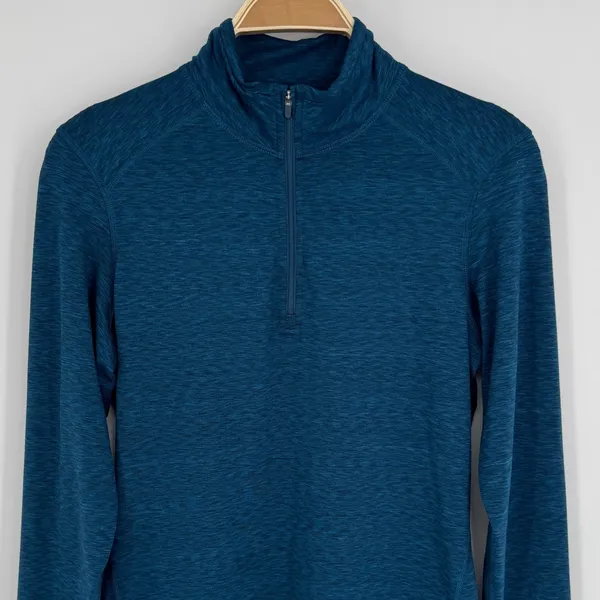 REI Co-op‎ Midweight Quarter Zip Pullover Medium Blue Heathered Gorpcore Hiking - Image 2