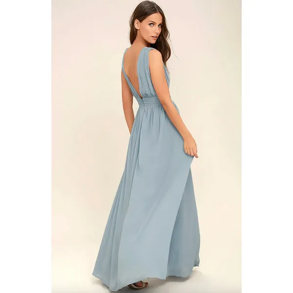 Lulus Heavenly Hues Light Blue Maxi Dress Chiffon Bridesmaid Formal Small NWT - Image 2