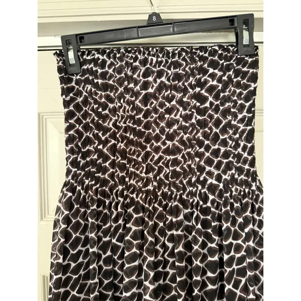 White House/Black Market Strapless Black‎ Patterned Dress - Image 4